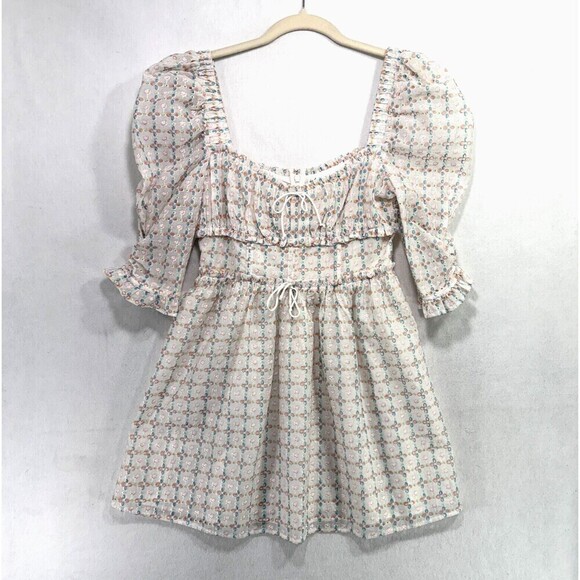 For Love & Lemons Dress Women M White Libby Mini Coquette Milkmaid Revolve NEW - Picture 1 of 15